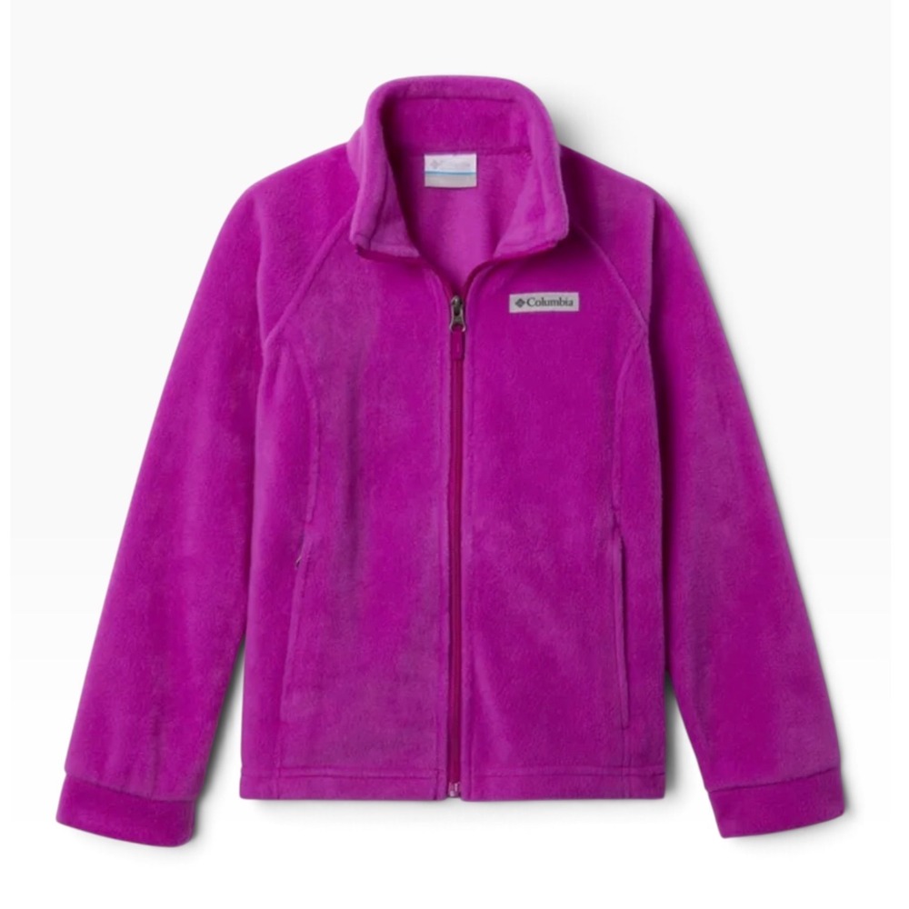 Columbia Girls Benton Springs Fleece Jacket Bright Plum Full Zip Size L 14/16
